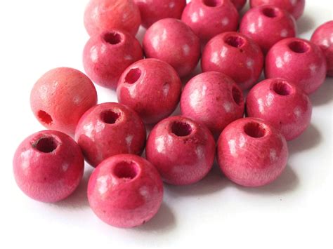 20 14mm Pink Round Wood Beads Vintage Wooden Beads Loose New Old Stock Macrame Beads Michaels