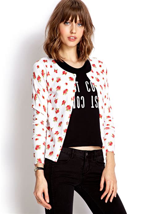 Lyst Forever 21 Darling Floral Cardigan In Red
