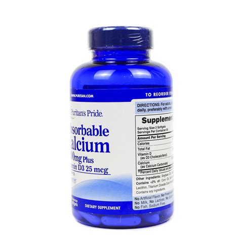 💪 Buy Puritans Pride Absorbable Calcium 1200 Mg Plus Vitamin D3 25 Mсg