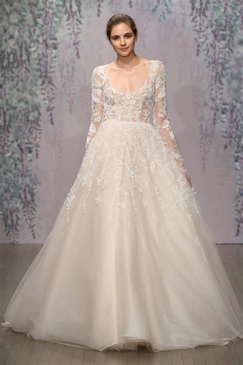 Waverly Monique Lhuillier Bridal Wedding Dress Long Sleeve Illusion