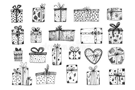 Set Of Doodle Hand Drawn Black Vector T Boxes Stock Vector