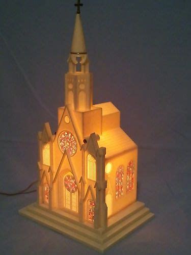 Vintage Raylite Electric Lighted Music Box Plastic Christmas Church