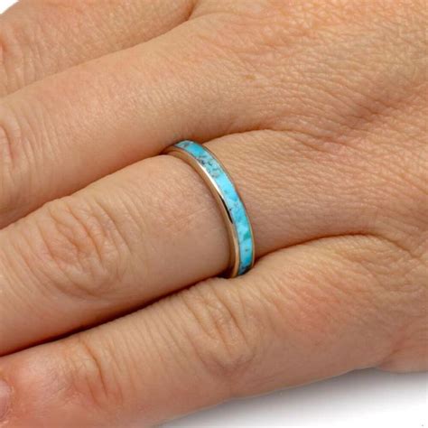Thin Gold Wedding Band With Turquoise Jewelry By Johan