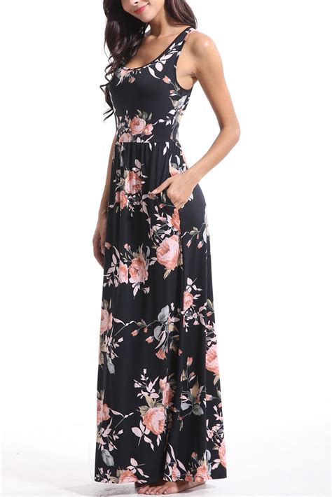 Zattcas Women Floral Maxi Dresses Sleeveless Casual Summer Long Dress