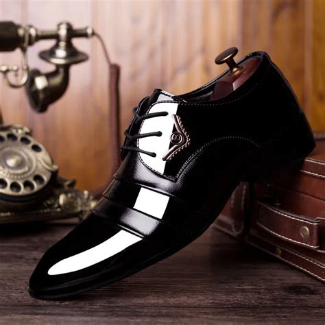 classic men dress shoes leather wingtip carved italian formal oxford plus size pu leather