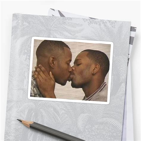 black men kissing meme sticker  jridge redbubble