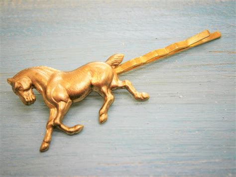 Horse Hair Pin Gold Horse Bobby Pin Horse Hair Clip Running Horse