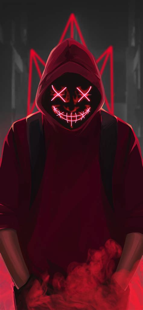 1125x2436 Red Mask Neon Eyes 4k Iphone Xsiphone 10iphone X Hd 4k