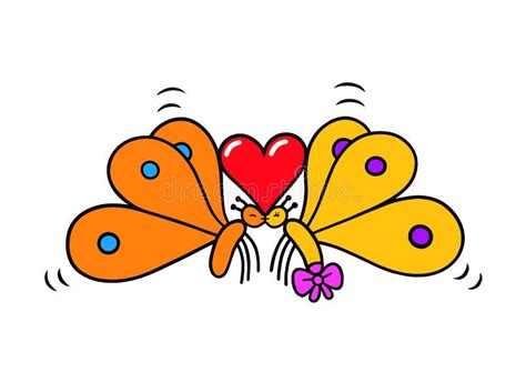 Colorful Butterflies In Love Kiss Each Other Tenderly In Flight With A