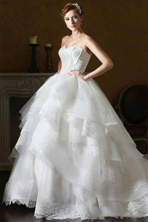 Daw3243 2016 Organza Layered Lace Wedding Dresses Cinderella Cascading