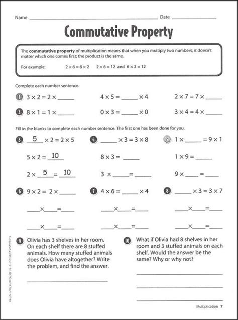 Commutative Property Of Addition Worksheets 5th Grade Multiplication