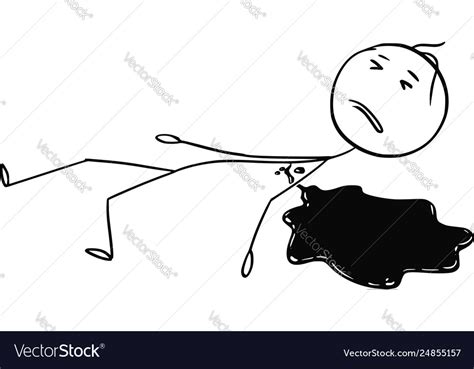 Cartoon Dead Or Killed Man Lying On Floor In Vector Image