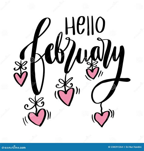 Hello February Hand Lettering Stock Illustration Illustration Of