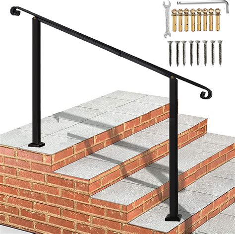 Metty Metal Outdoor Stair Railingblack Handrails For Outdoor Steps4