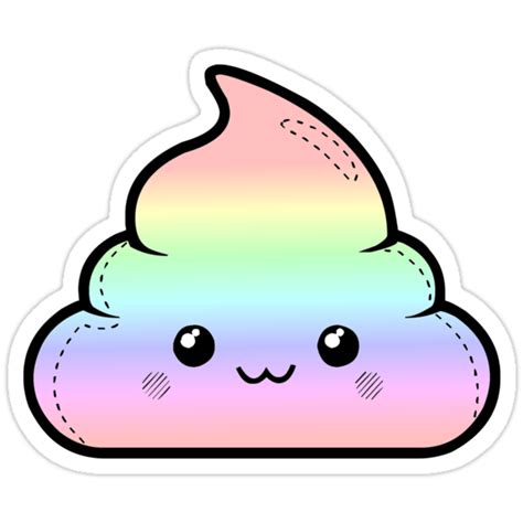 Rainbow Kawaii Poo Stickers By Giuliamorelli97 Redbubble