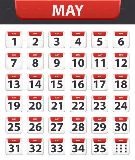 Calendar Icons For All The Days And Months By Foars Graphicriver