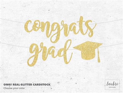 Congrats Grad Calligraphy Glitter Custom Banner