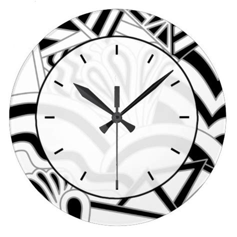 Monochrome Art Deco Design Large Clock Zazzle Monochrome Art Art