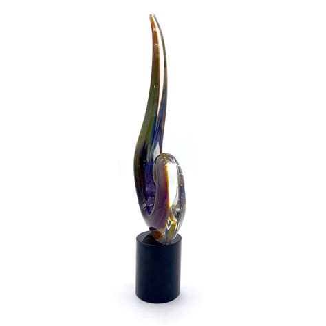 Murano Glass Iridiscent Spiral Sculpture Free Shipping