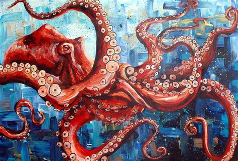 Giant Pacific Octopus Octopus Painting Tentacle Art Octopus Art