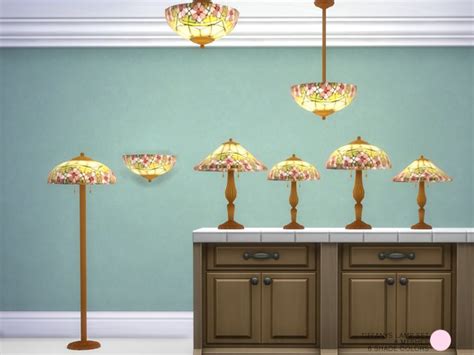 Dots Tiffanys Lamp Set Tiffany Lamps Sims 4 Lamp Sets