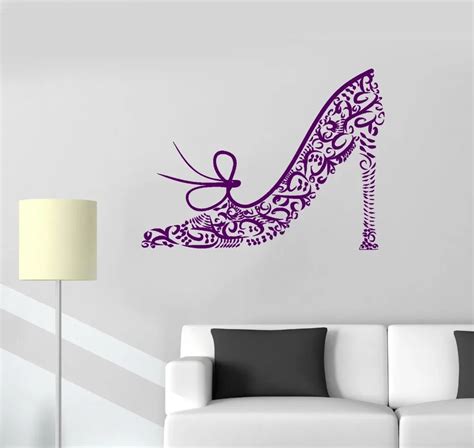Vinyl Decal Shoe Fashion Style Woman Girl Room Decoration Wall Stickerswall Stickerdecorative