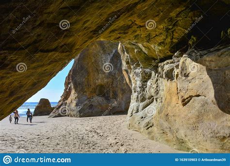 Sandstone Caves On Oregon Coast Beach Editorial Stock Photo Image Of