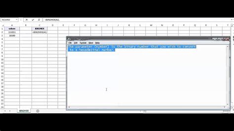 Excel Bin2hex Function How To Use Bin2hex Function Youtube