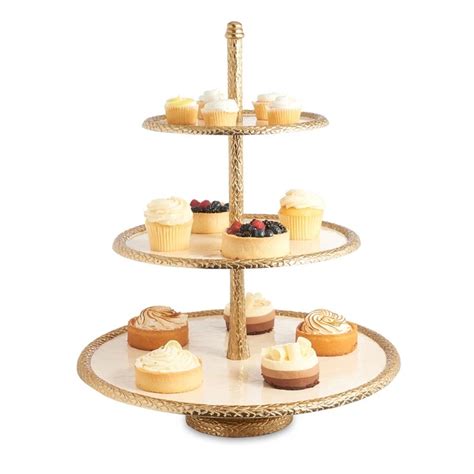 three tier dessert server this tiered stand is executed in durable porcelain and finished in