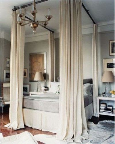 Here's how to hang this beautiful since some bed canopies hang directly above your head, it's important to ensure the screws are for the most security, use a stud finder to find the studs in your ceiling. Side-by-side posts similar to Ceiling mounted curtain rods ...