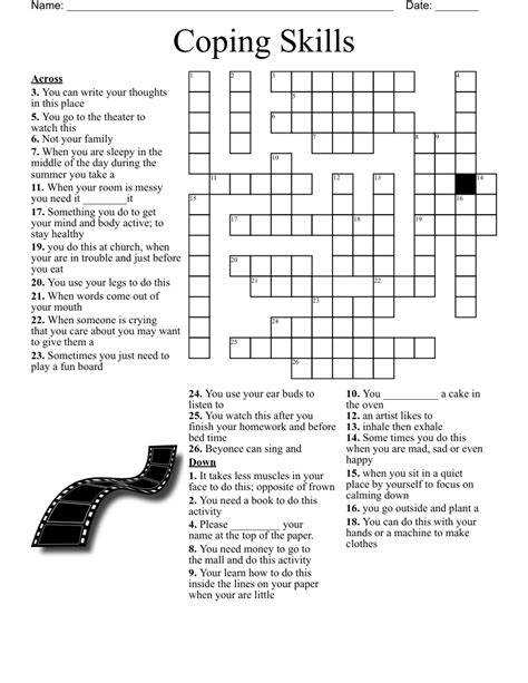 Coping Skills Crossword Wordmint
