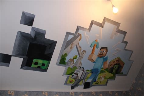 Minecraft Mural On A Sloped Ceiling Mural Art Mural Artwork