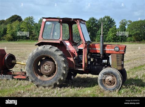 Vintage Red Tractor Stock Photo Alamy