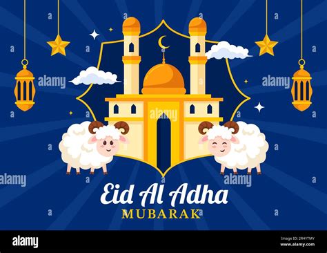Happy Eid Al Adha Mubarak Vector Illustration Of Muslims Celebration
