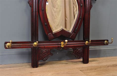 Attractive Antique Victorian Carved Mahogany Wall Hanging Coat Rack