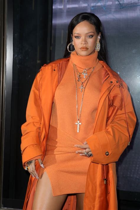 Rihannas Orange Outfit At Fenty Event During Fashion Week Popsugar