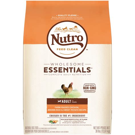 Contains natural fiber and omega fatty acids. NUTRO WHOLESOME ESSENTIALS Adult Dry Dog Food Farm-Raised ...