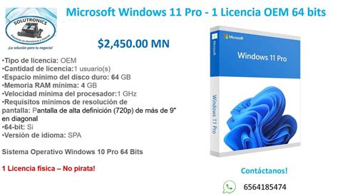 Licencia Windows 11 Pro 64 Bits Solutronic