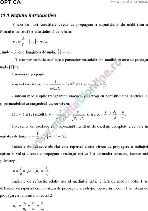 Fizica Formule Teorie Probleme Gimnaziu Clasa 6 7 8 Liceu Optica