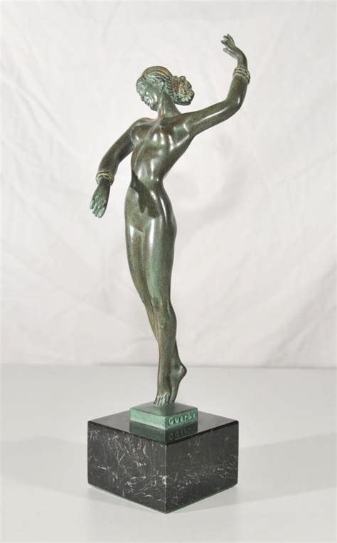A rare art deco pottery figure entitled modern designed by stefan dakon for goldscheider vienna circa 1928. Antique Art Deco Bronze Dancer Figurine Signed Guerbe Original
