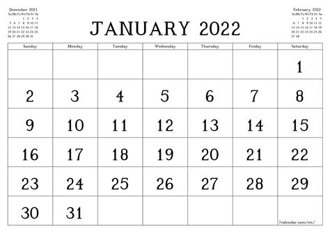 Free January 2022 Calendar Printable Blank Templates With Notes