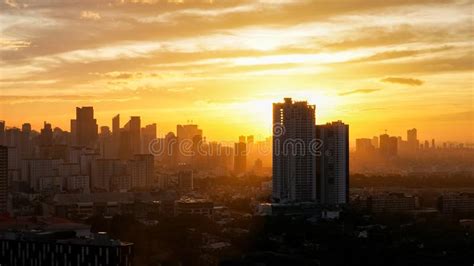 Golden Hours During Sunset In A City Stock Photo Image Of Light