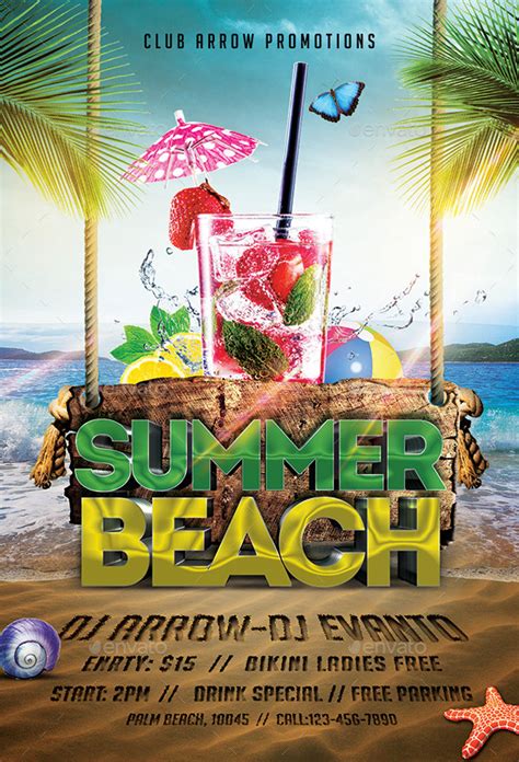 summer beach party flyer template  arrow graphicriver