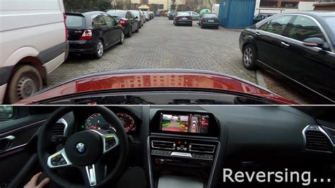 The reversing assistant supports you when reversing out of narrow lanes. BMW Reversing Assistant (BMW X5 2019, BMW 8 Series) - real ...