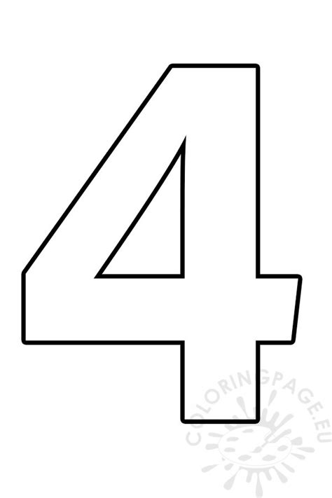 You are viewing some number 4 pages for preschoolers sketch templates click on a template to sketch over it and color it in and share with your family and friends. Free printable Number 4 template - Coloring Page