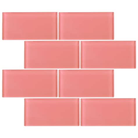 Tilegen 3 X 6 Glass Subway Tile In Pink Wall Tile 80 Tiles10sqft