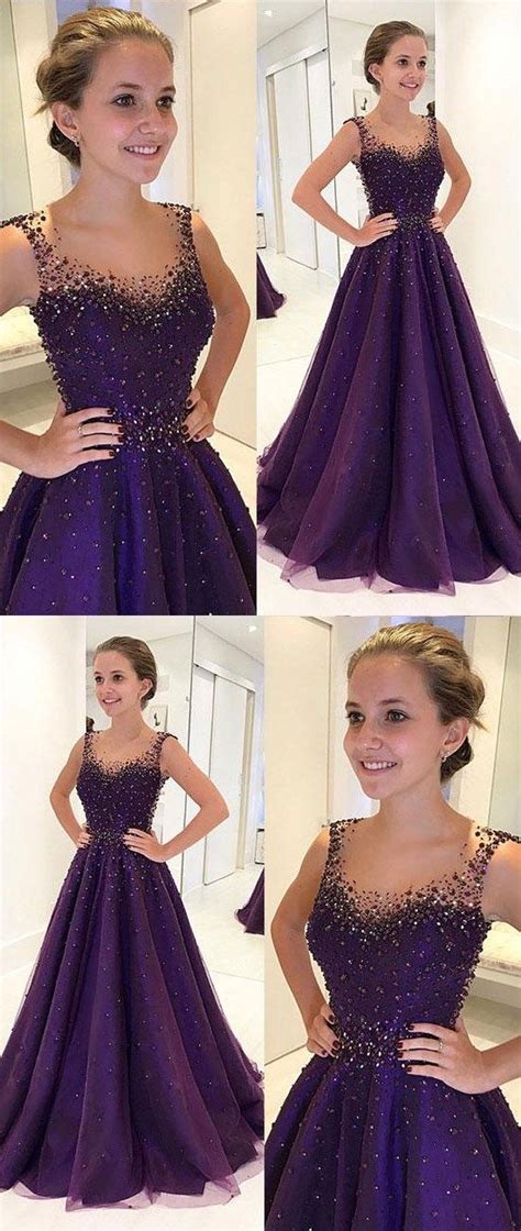 Charming Purple Prom Dresstulle Long Prom Dress Custom Made Evening