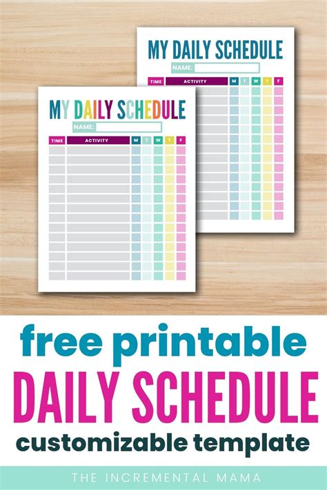Two Printable Daily Schedules With The Text Free Printable Daily