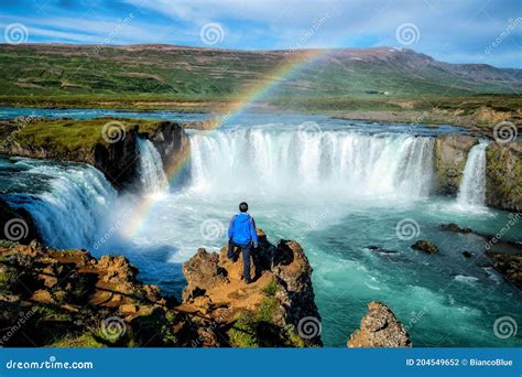 The Godafoss Waterfall In North Iceland Stock Photo Image Of Island