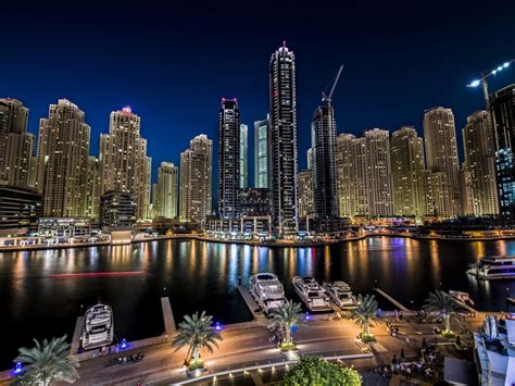 Dubai Marina Night Light City Landscape United Arab Emirates Ultra Hd